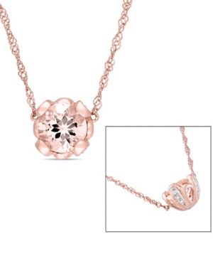 image of Morganite (7/8 ct. t.w.) and White Topaz (1/10 ct. t.w.) Floral 18