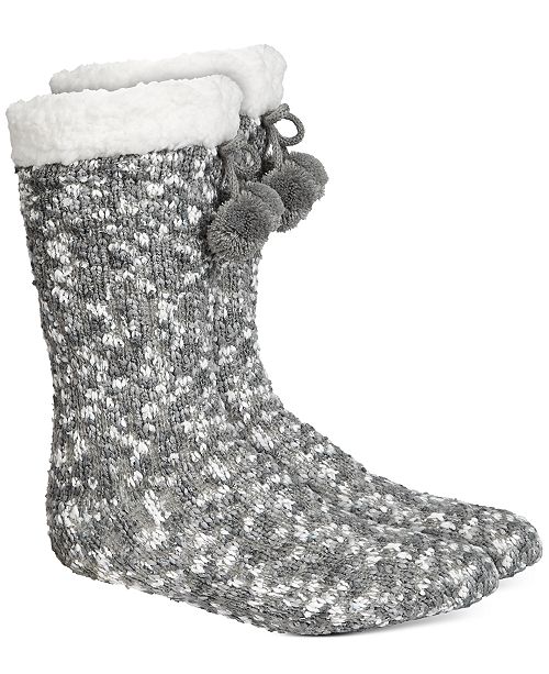 Charter Club Women's Slipper Socks With Faux-Sherpa Lining, Created For Macy's