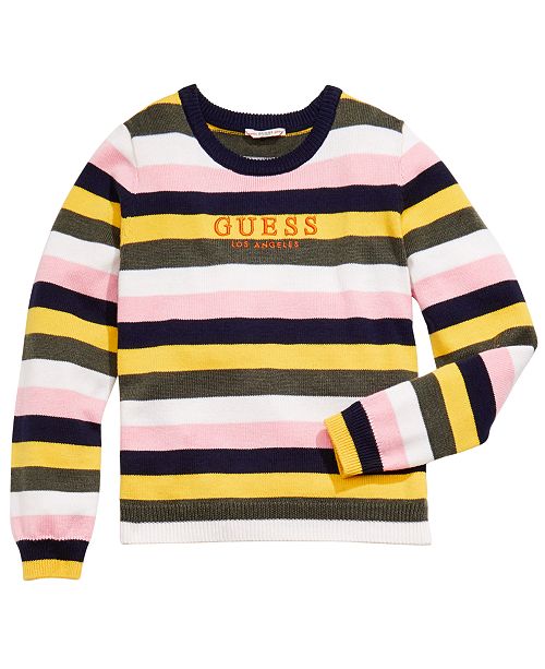 Guess Big Girls Embroidered Striped Sweater Reviews Macy S