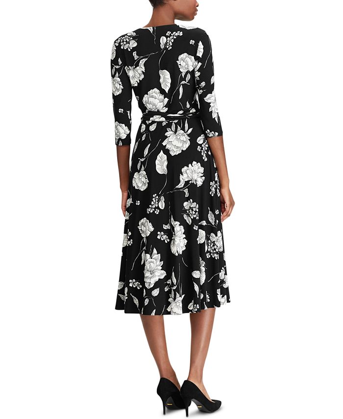 Lauren Ralph Lauren Petite Belted Floral Jersey Dress - Macy's
