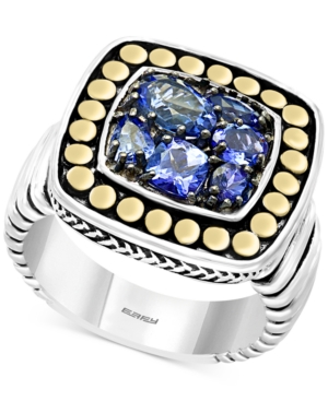 image of Effy Tanzanite Cluster Ring (1-1/3 ct. t.w.) in Sterling Silver and 18k Gold