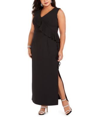 Connected - Plus Size V-Neck Ruffle Dress