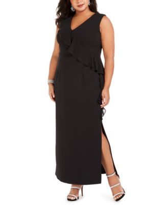 Connected Plus Size V-Neck Ruffle Dress - Macy's