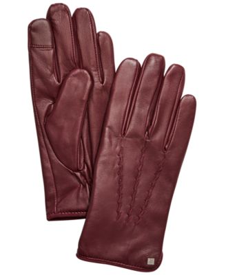 fuschia leather gloves