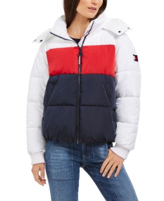 Tommy Hilfiger - Hooded Colorblocked Puffer Coat