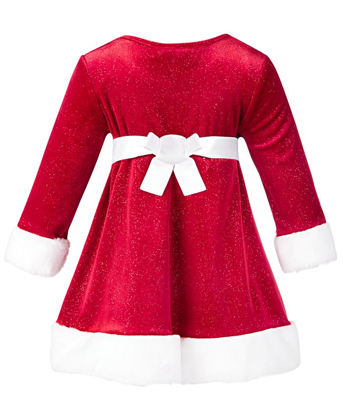 Bonnie Baby Baby Girls Faux Fur Santa Dress - Macy's