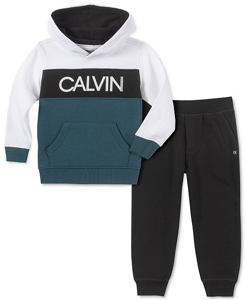 Calvin Klein Toddler Boys 2 Pc Colorblocked Logo Hoodie