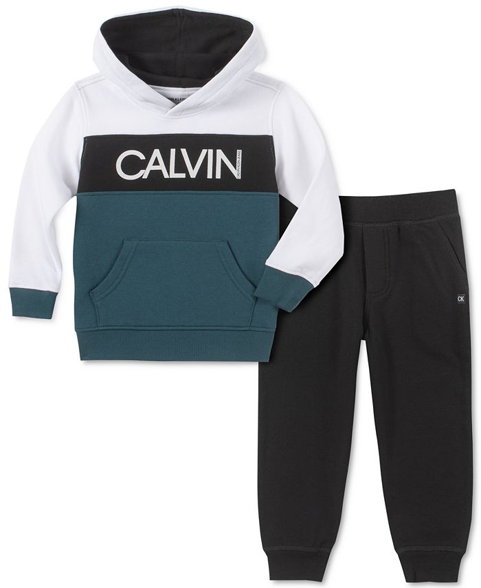 Calvin Klein Toddler Boys 2-Pc. Colorblocked Logo Hoodie & Fleece ...
