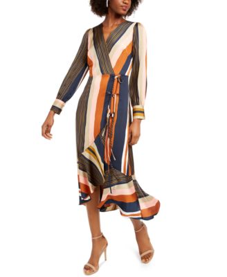 foxiedox - Striped Faux-Wrap Dress