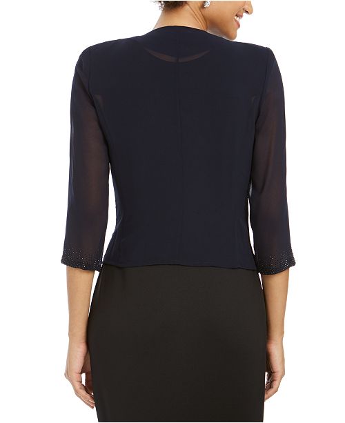 Calvin Klein Illusion-Sleeve Rhinestone-Accented Shrug & Reviews - Tops - Women - Macy's