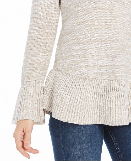 Style & Co Bell Sleeve Marled Knit Sweater, Created for Macy's