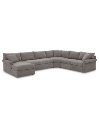 CLOSEOUT! Wedport 5-Pc. Fabric Modular Sectional with Sleeper and Chaise, Created for Macy's