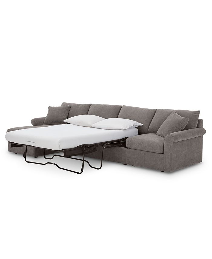 Furniture CLOSEOUT Wedport 3 Pc. Fabric Sectional with Sleeper