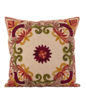 Embroidered Decorative Pillow, 18" x 18"