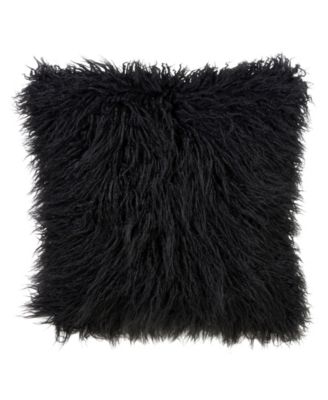 Mongolian Faux Fur Decorative Pillow, 18" x 18"