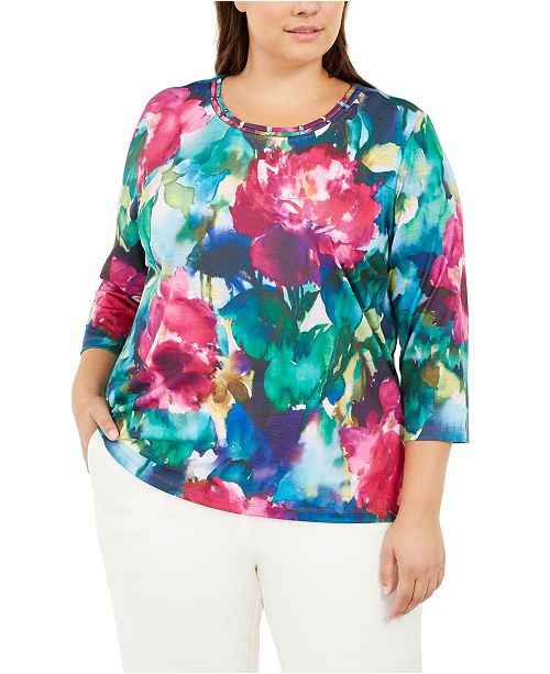 Alfred Dunner Plus Size Bright Idea Printed Top Reviews Macy S