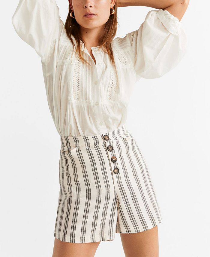 MANGO Striped Linen Shorts Macy's