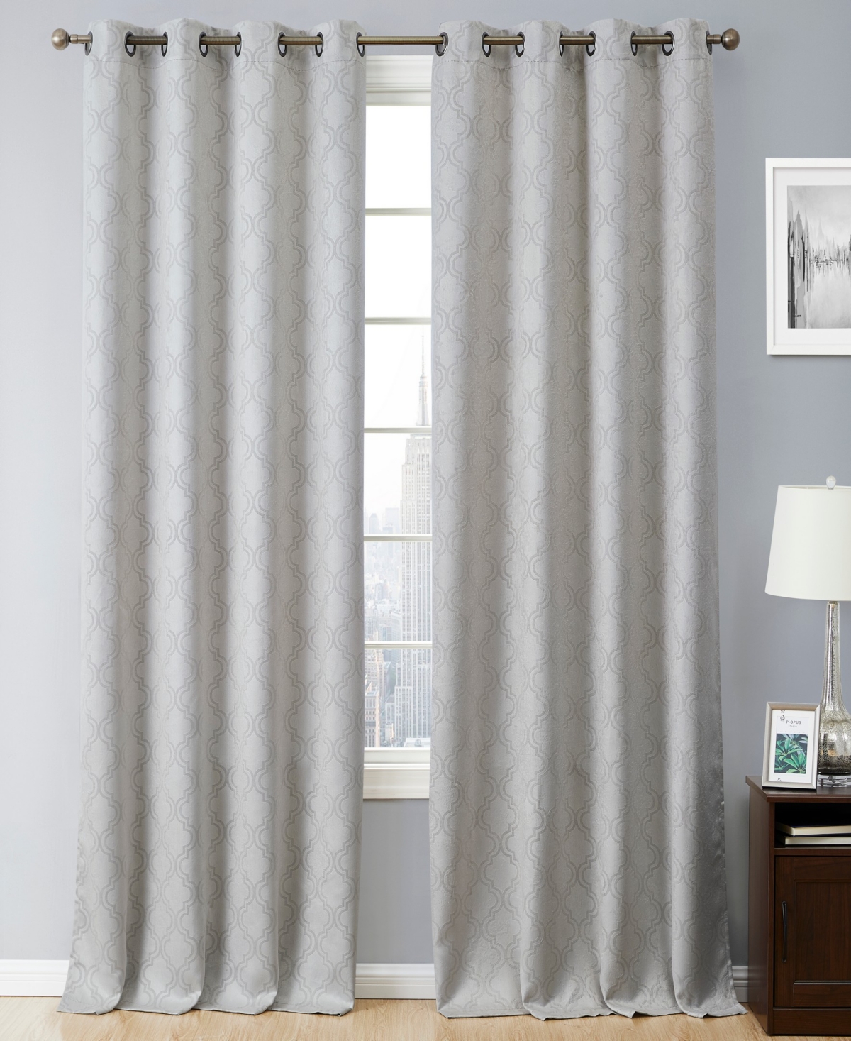 Redmont Lattice Pattern Thick Soft Thermal Insulated Energy Efficient Room Darkening Privacy Blackout Grommet Curtain Panels for Living Room -