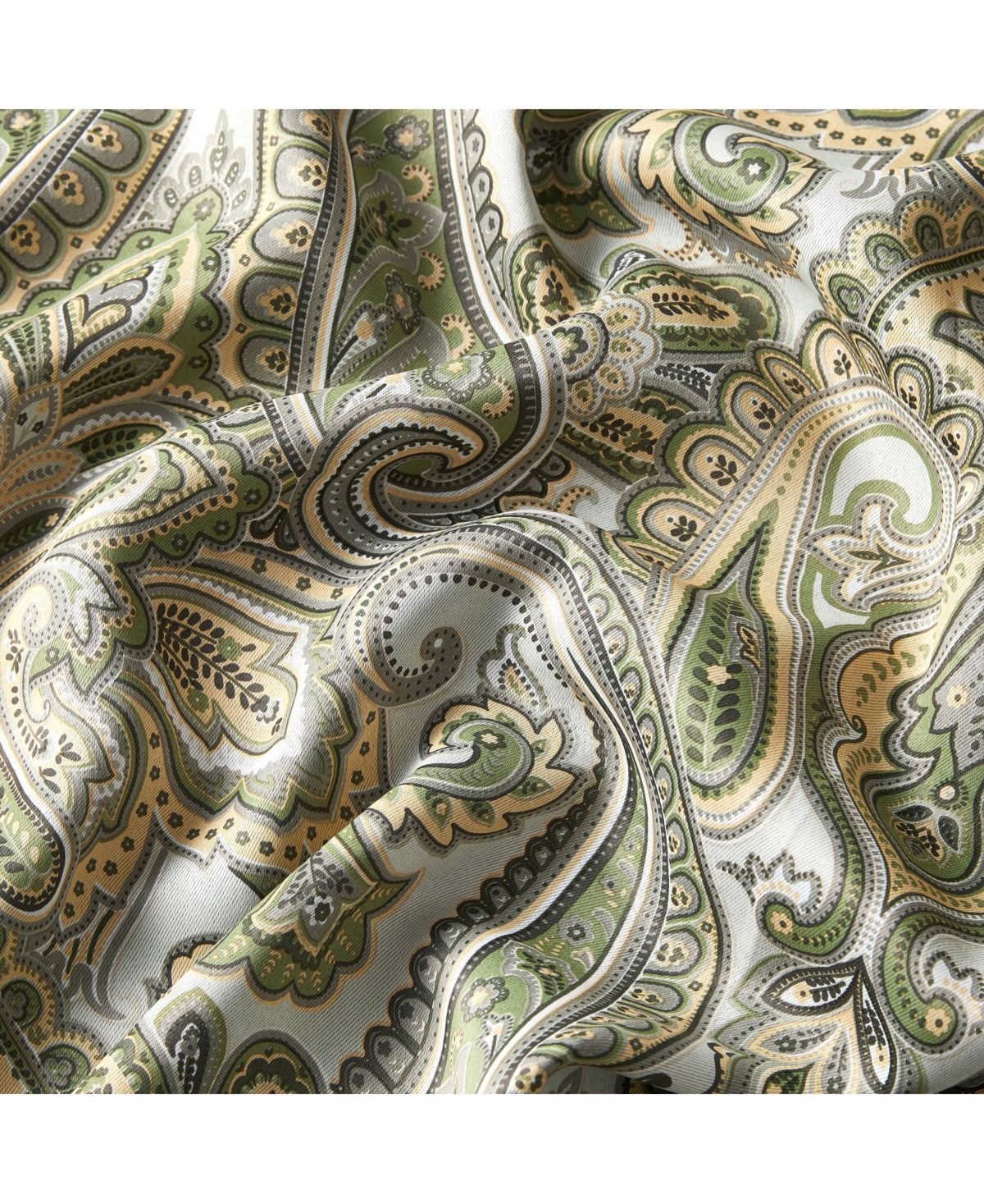 Hlc.me Paris Paisley Decorative Print Damask Pattern Light Reducing Filtering Grommet Window Curtain Panels, Set of 2 (Sage green