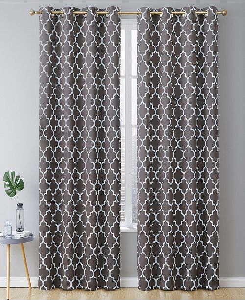 Hlc Me Obscura By Bunbury Lattice Print Blackout Grommet Curtain