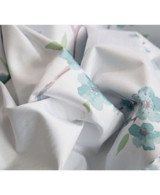 Jasmine Floral Patterned Room Darkening Curtain ROD POCKET POLE TOP Panels - Set of 2