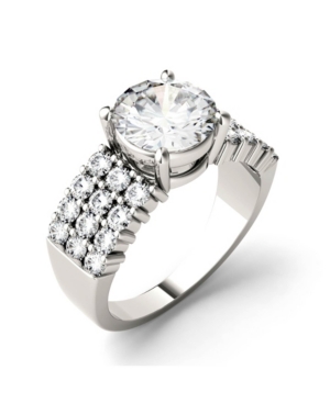 image of Moissanite Three Row Engagement Ring 2-9/10 ct. t.w. Diamond Equivalent in 14k White Gold