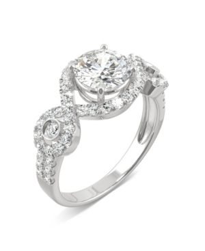 image of Moissanite Halo Ring 1-3/4 ct. t.w. Diamond Equivalent in 14k White Gold