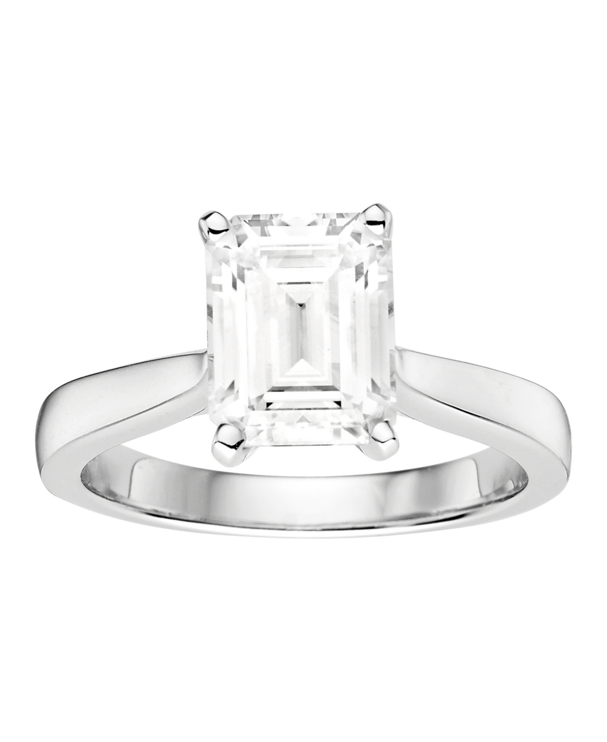 Moissanite Emerald Solitaire Ring 2-1/2 ct. t.w. Diamond Equivalent in 14k- White Gold
