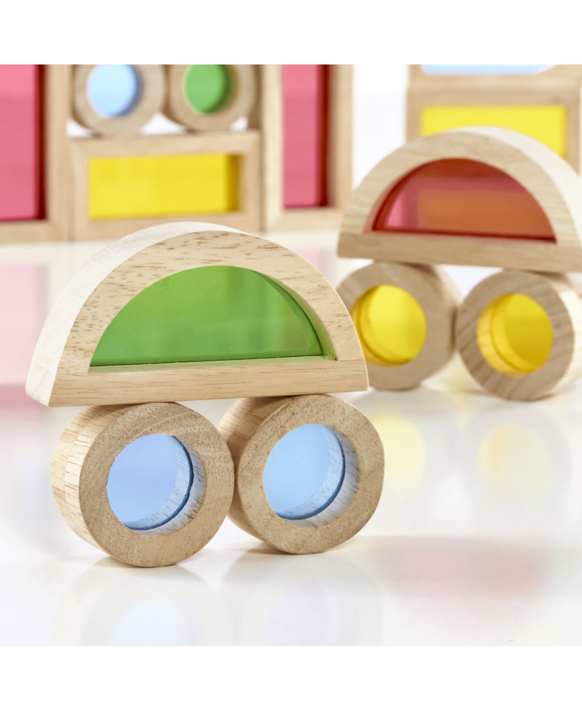 Guidecraft Junior Rainbow Blocks - 40 Pieces Set - Multi-Color