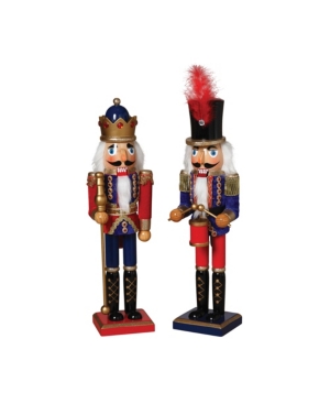Gerson & Gerson Traditional Nutcrackers in Red and Blue Outfits - Set of 2