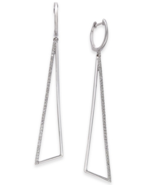 image of Diamond Dangle Triangle Drop Earrings (1/3 ct. t.w.) in 14k White Gold