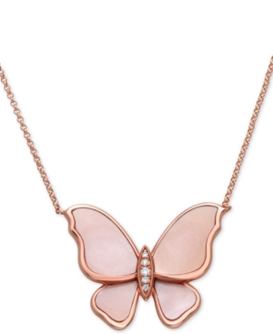image of Effy Mother-of-Pearl & Diamond Accent Pendant Necklace in 14k Rose Gold, 16