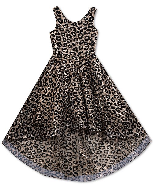 Rare Editions Big Girls Flocked Animal Print High Low Dress