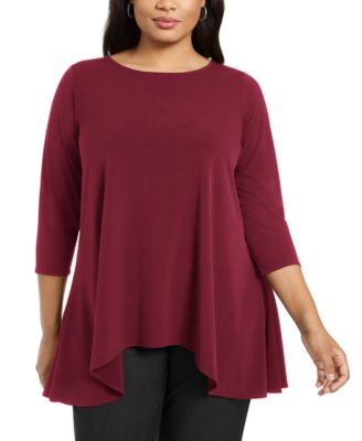 Alfani - Plus Size Handkerchief-Hem Top