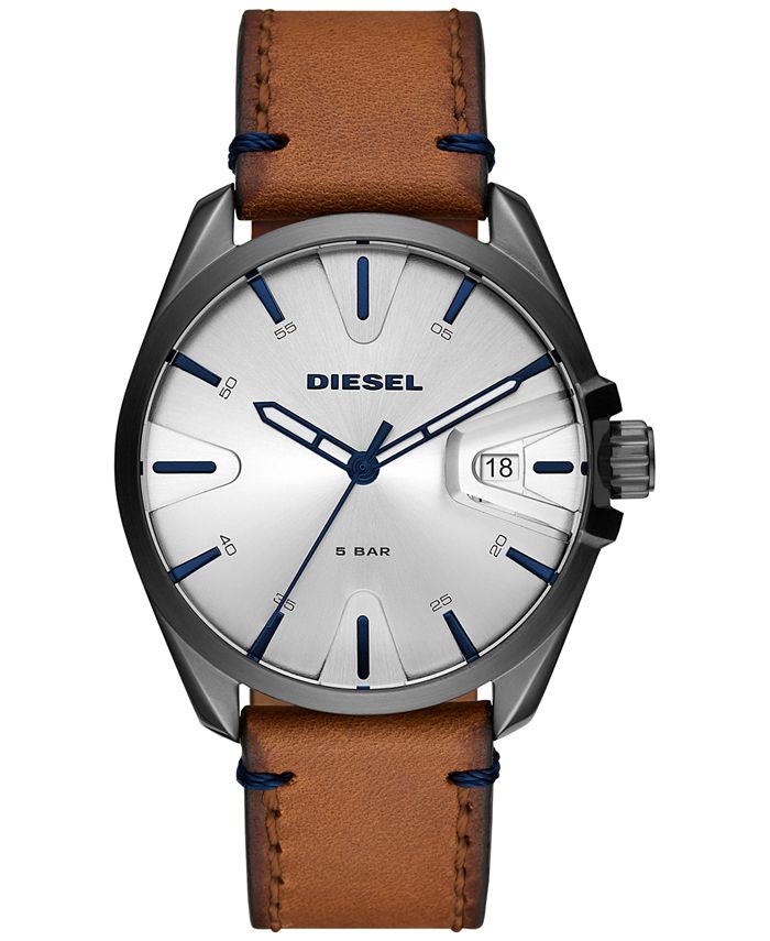 Diesel Men's MS9 Brown Leather Strap Watch 43mm & Reviews - Macy's
