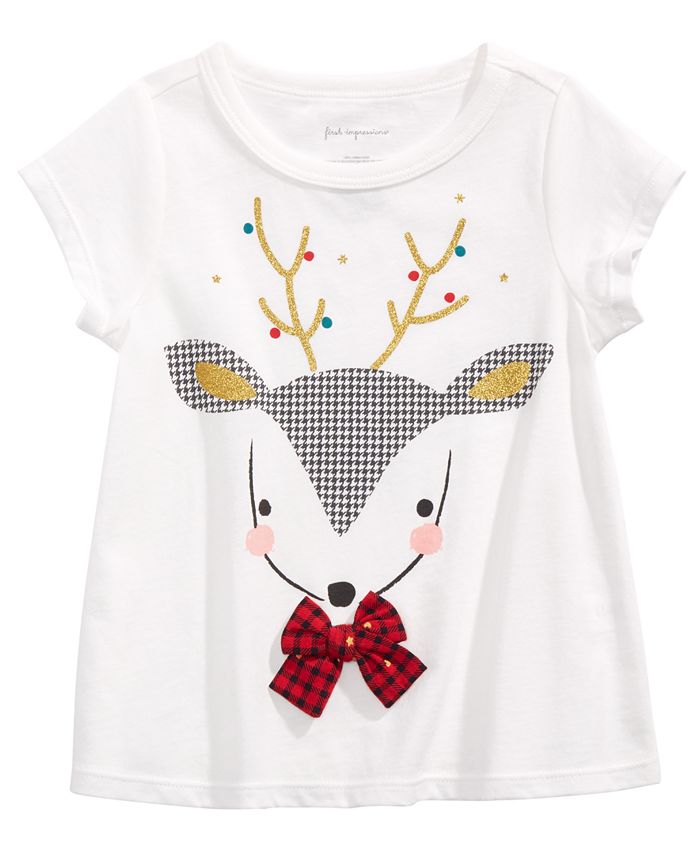 First Impressions Toddler Girls ReindeerPrint Ruffled Cotton TShirt