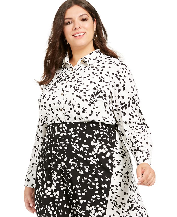 Alfani Plus Size Print ButtonDown Shirt, Created for Macy's Macy's