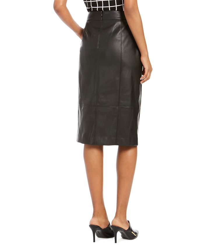 Calvin Klein Zipper Faux-Leather Pencil Skirt - Macy's