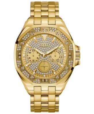 GUESS Men's Gold-Tone Stainless Steel Bracelet Watch 47mm - Macy's