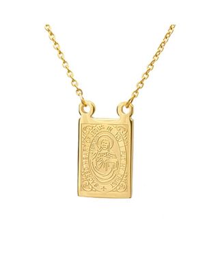 Men's 18k gold Plated Stainless Steel Religious Escapulario Style Reversable Necklace