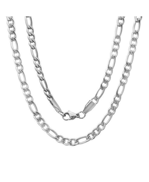 Steeltime Men's Stainless Steel Figaro Chain Link Necklace In Silver