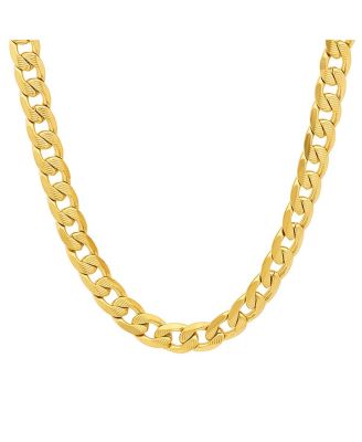 Men's 18k gold Plated Stainless Steel Accented 10mm Figaro Chain 24" Necklaces