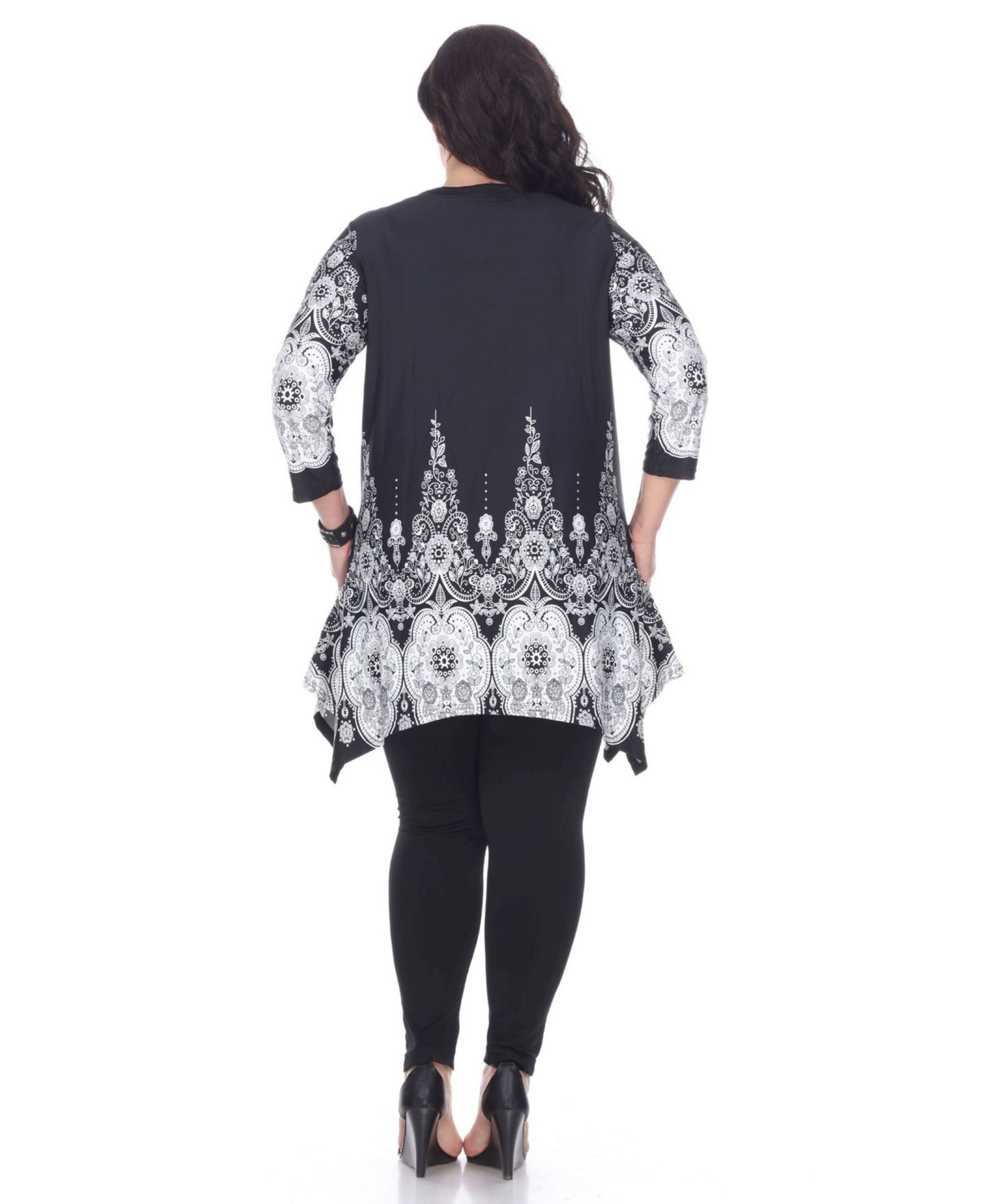Женский топ White Mark Plus Size Dulce Tunic Top, цвет: Чёрный белый — фото 4