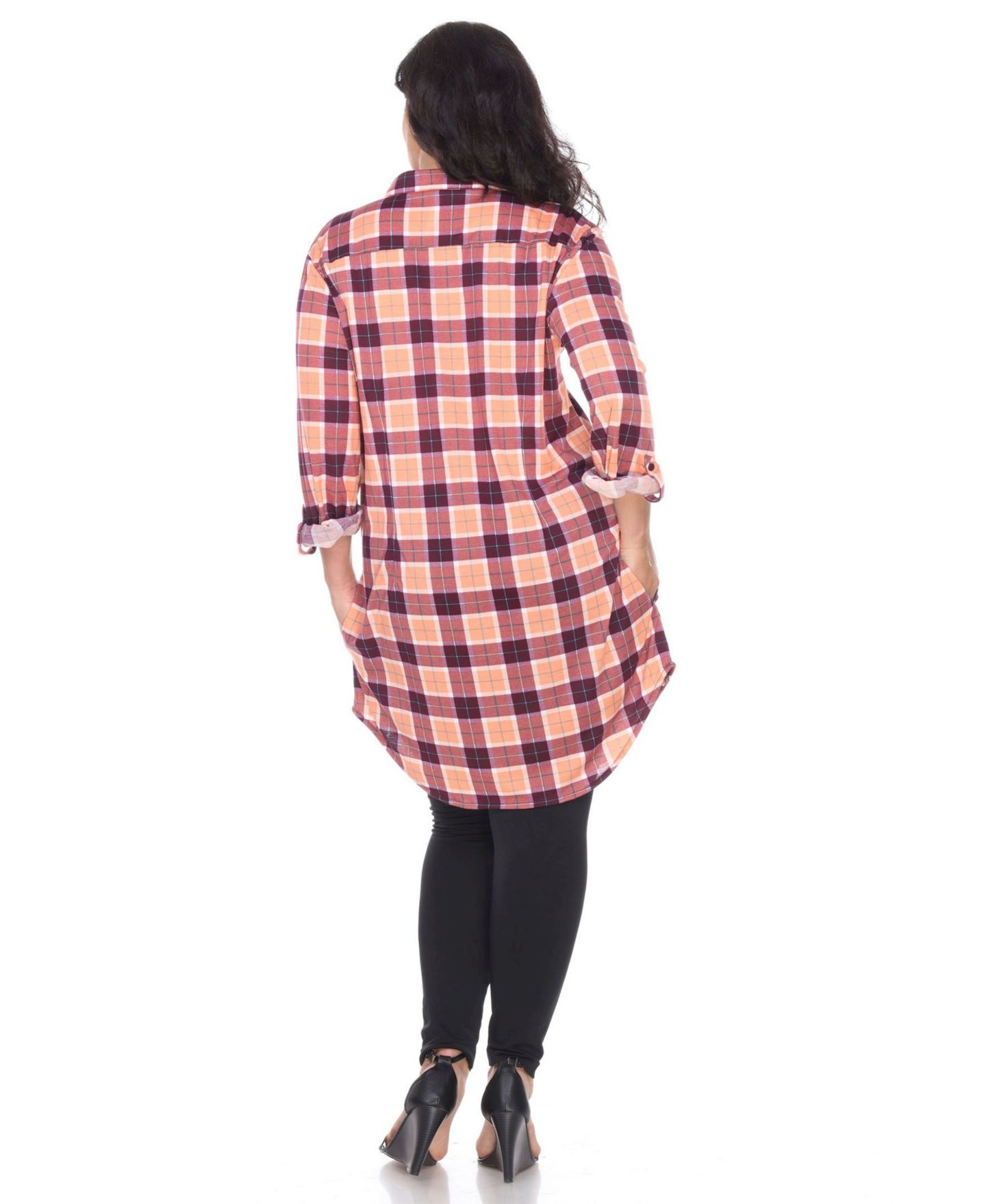 Женский топ White Mark Plus Piper Stretchy Plaid Tunic, цвет: Оранжевый — фото 2