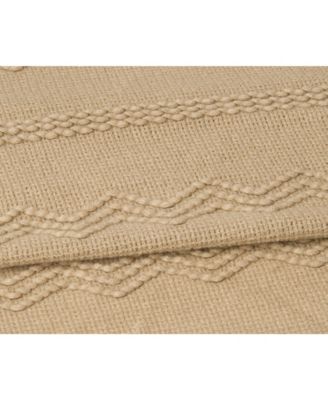 Battilo Home Woven Raised Zigzag, Chain Patterns and Tasseled End Throw, 50" X 60"