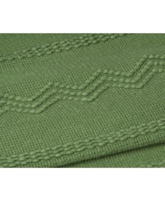 Battilo Home Woven Raised Zigzag, Chain Patterns and Tasseled End Throw, 50" X 60"