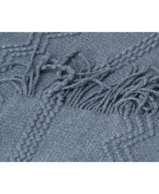 Battilo Home Woven Raised Zigzag, Chain Patterns and Tasseled End Throw, 50" X 60"
