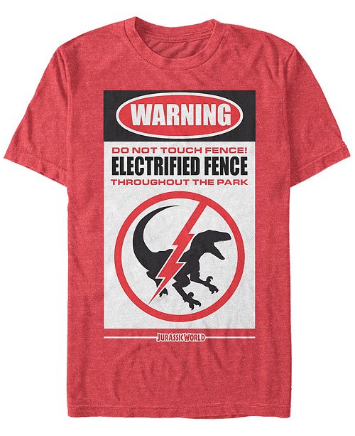 Jurassic World Men S Warning Do Not Touch Fence Short Sleeve T Shirt Reviews T Shirts Men Macy S