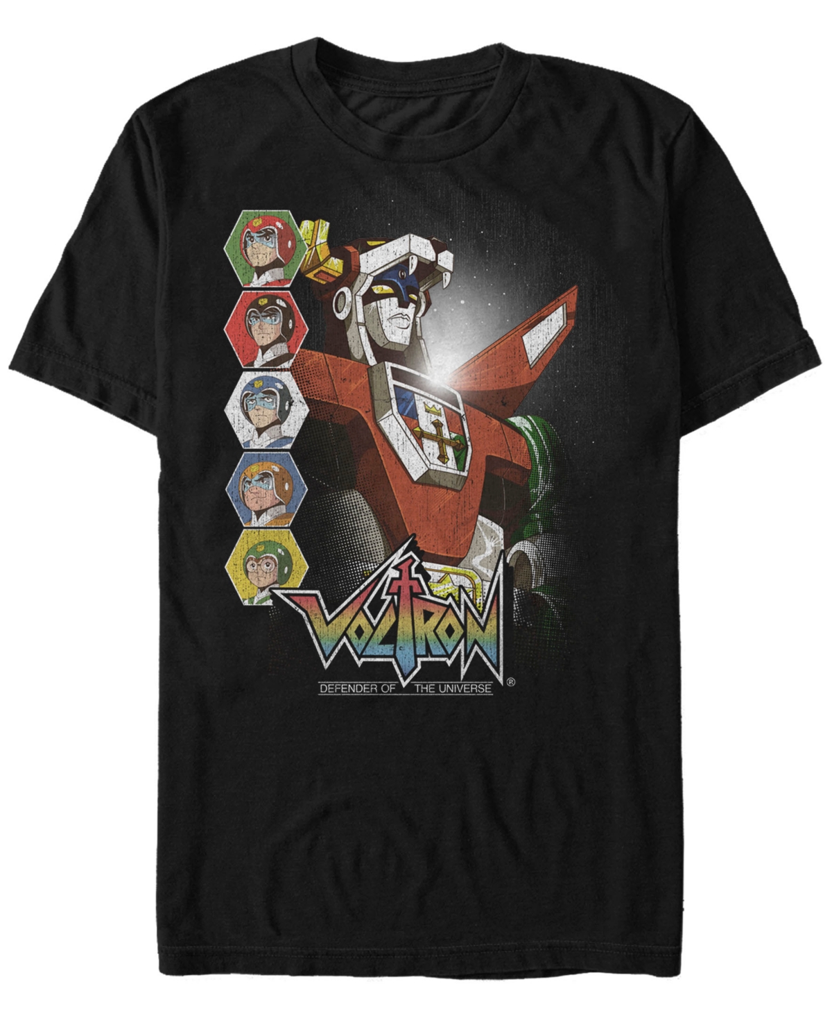 Voltron: Defender of the Universe Men's Character Panels Short Sleeve T-Shirt - Black