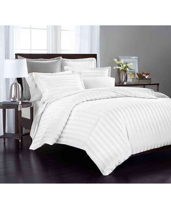 Charter Club 1.5" Stripe 550 Thread Count 100 Cotton 3Pc. Duvet Cover